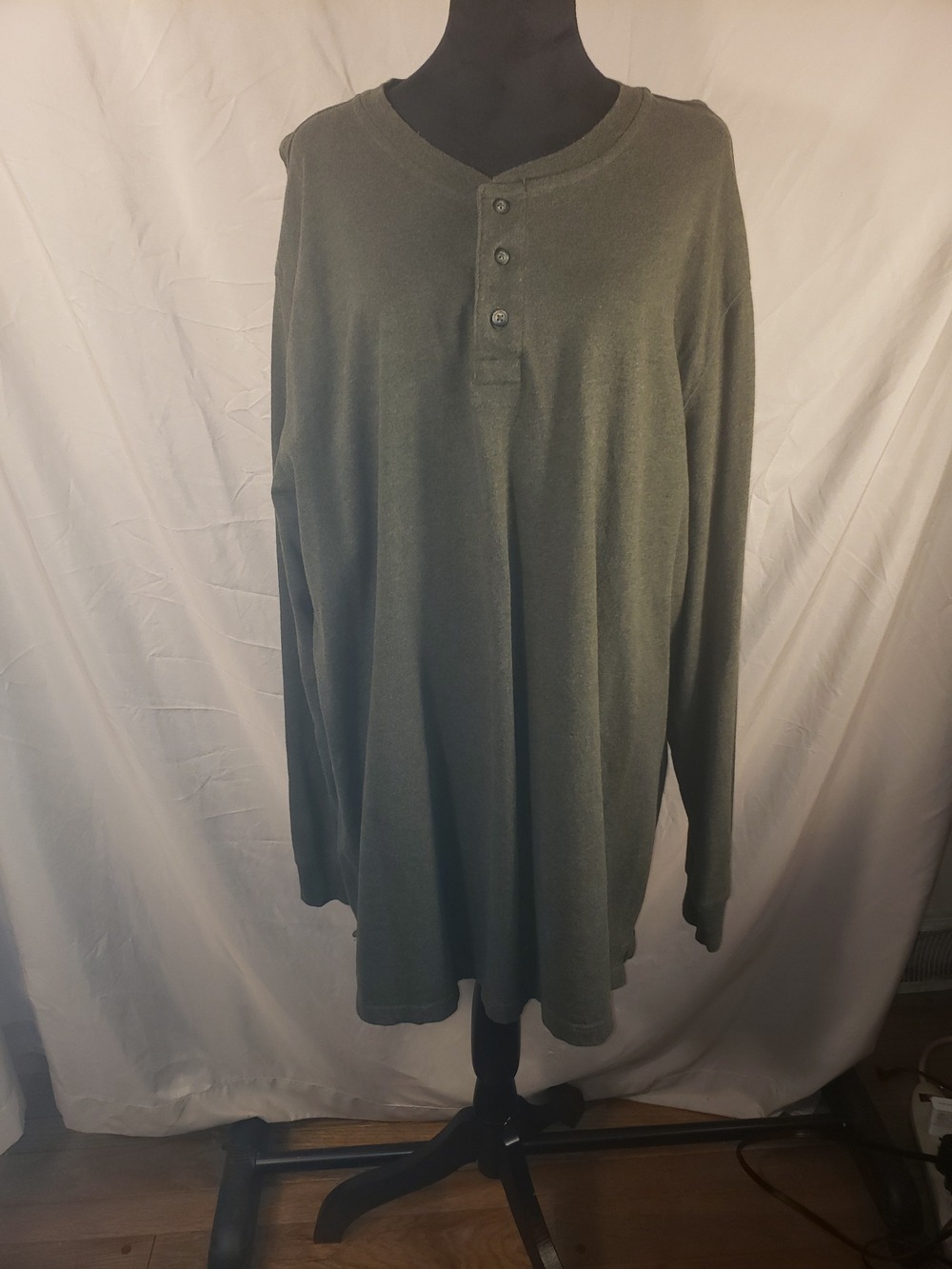 Covington Olive Green Men's Henley Shirt with Button Placket - XXLT